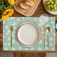 thumbnail image 4 of Autumn Leaf Placemats Set of 4, Green Maple Fallen Leaves Solid Color Placemats for Dining Table, Place Mats for Kitchen Tabletop, Waterproof Wipeable Dining Table Mats Set, 4 of 9