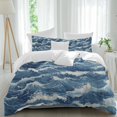 thumbnail image 2 of Ocean Waves Bedding 3 Piece Duvet Cover Set Full Size, Summer Beach Coastal Nautical Burlap Soft Microfiber Comforter Cover with Zipper Closure & Pillowcases, Wrinkle & FadeResistant Quilt Cover, 2 of 9