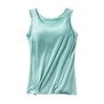 thumbnail image 2 of Cotton Camisole Tops for Women Built in Bra Spaghetti Strap Tank Top with Shelf Bra Cami Undershirt Green L, 2 of 4