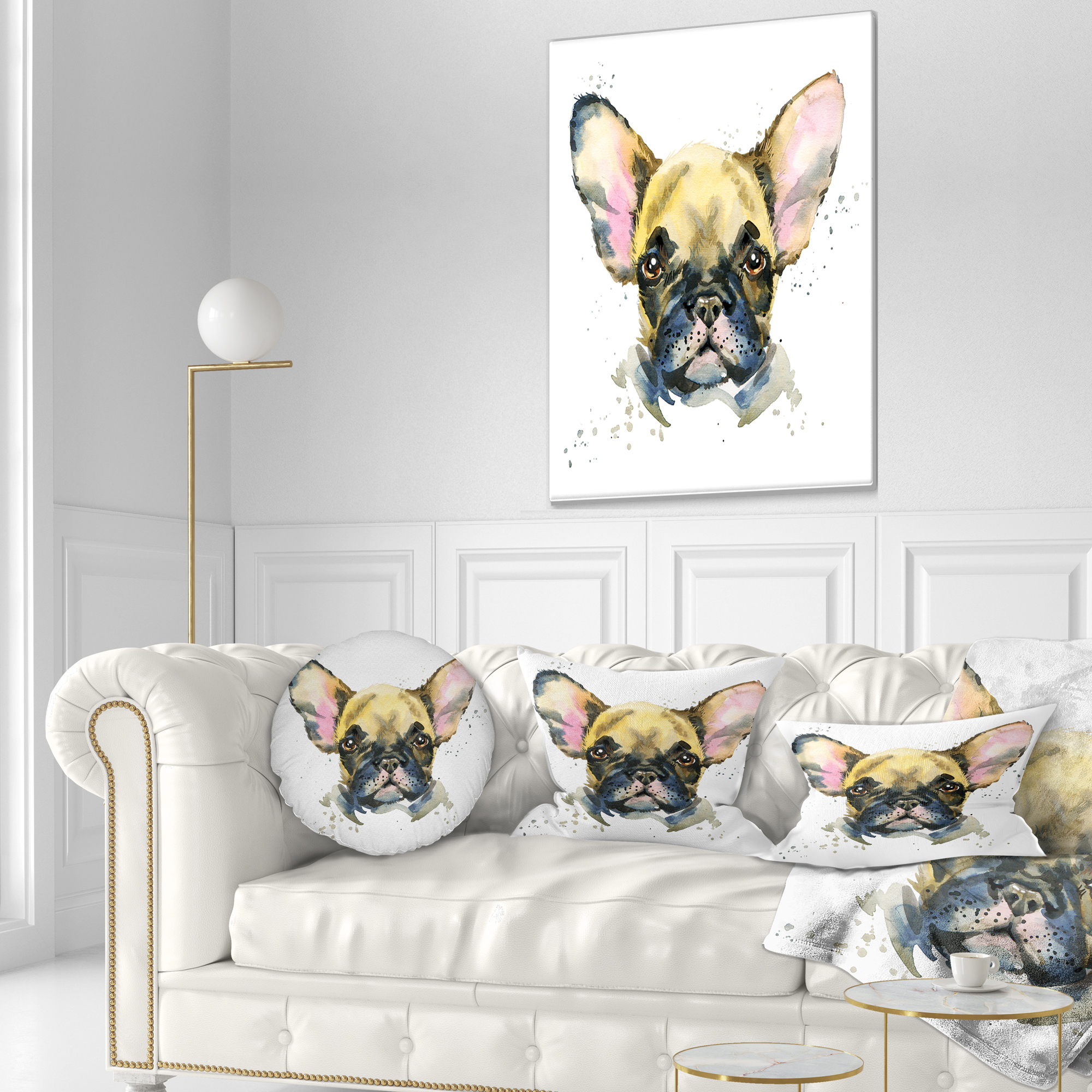Designart Watercolor Brown Dog Illustration - Contemporary Animal Throw Pillow - 12x20
