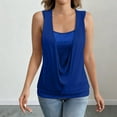 thumbnail image 2 of Hueook Plus Size Tank Tops For Women Solid Color Sleeveless V-neck Sequined Milk Silk Patchwork Fashionable Temperament Top Blue 2X, 2 of 8