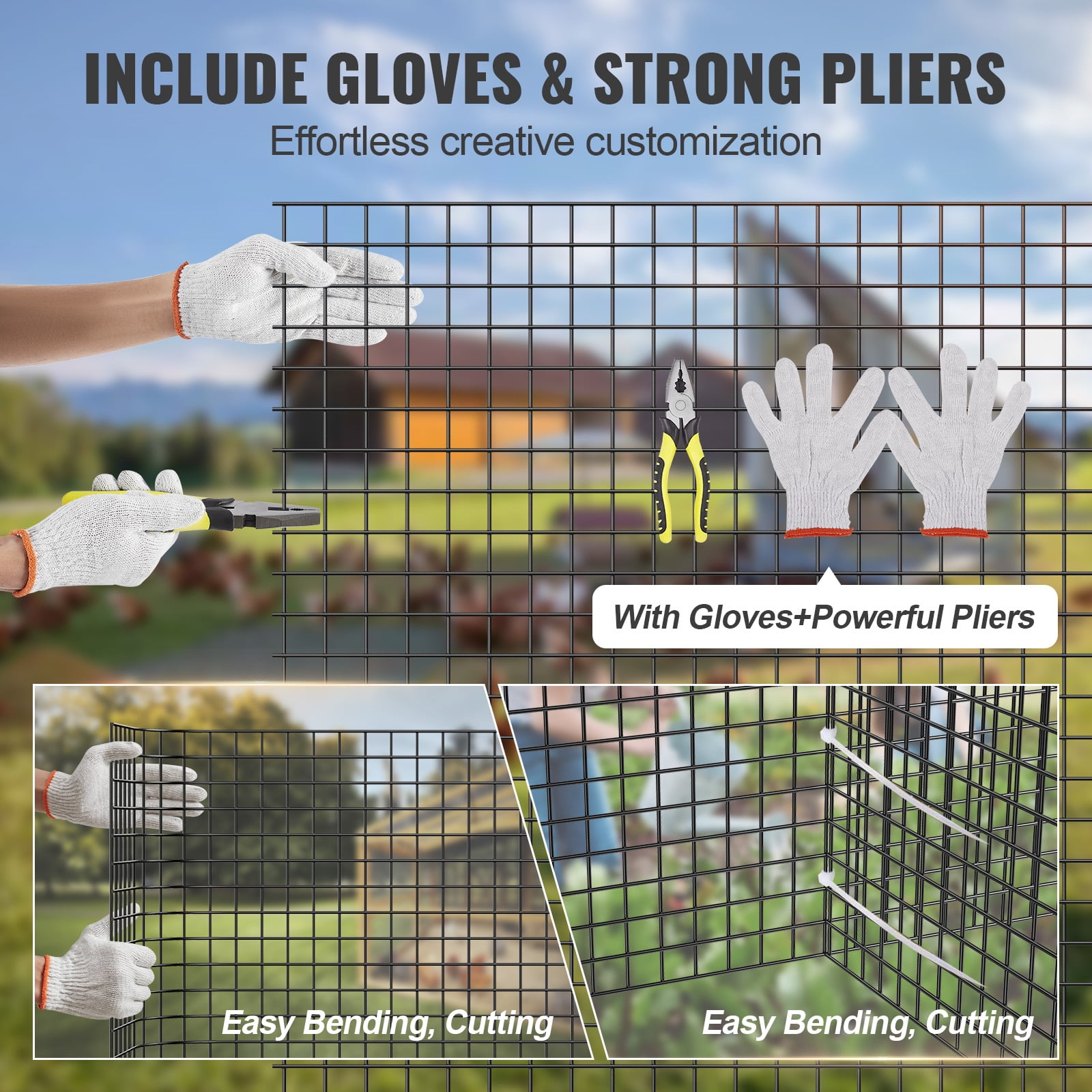 KFFKFF Galvanized Wire Mesh Roll, 24'' x 100', 19 Gauge Metal Mesh with Vinyl Coating for Chicken Coop Barriers, Rabbit Fences, Snake Protection, and Poultry Enclosures
