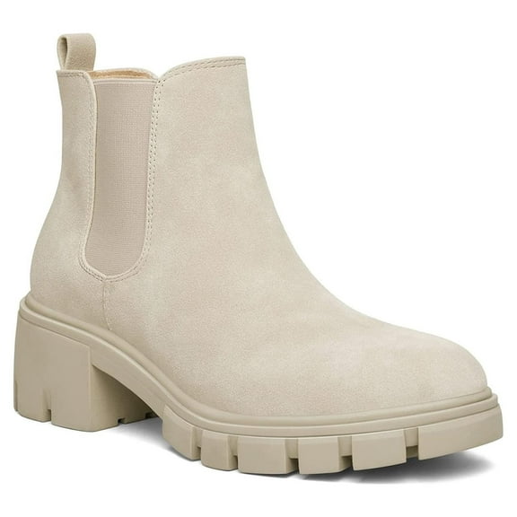 Pennysue Women's Beige Platform Chelsea Boots Ankle Boots Size 9