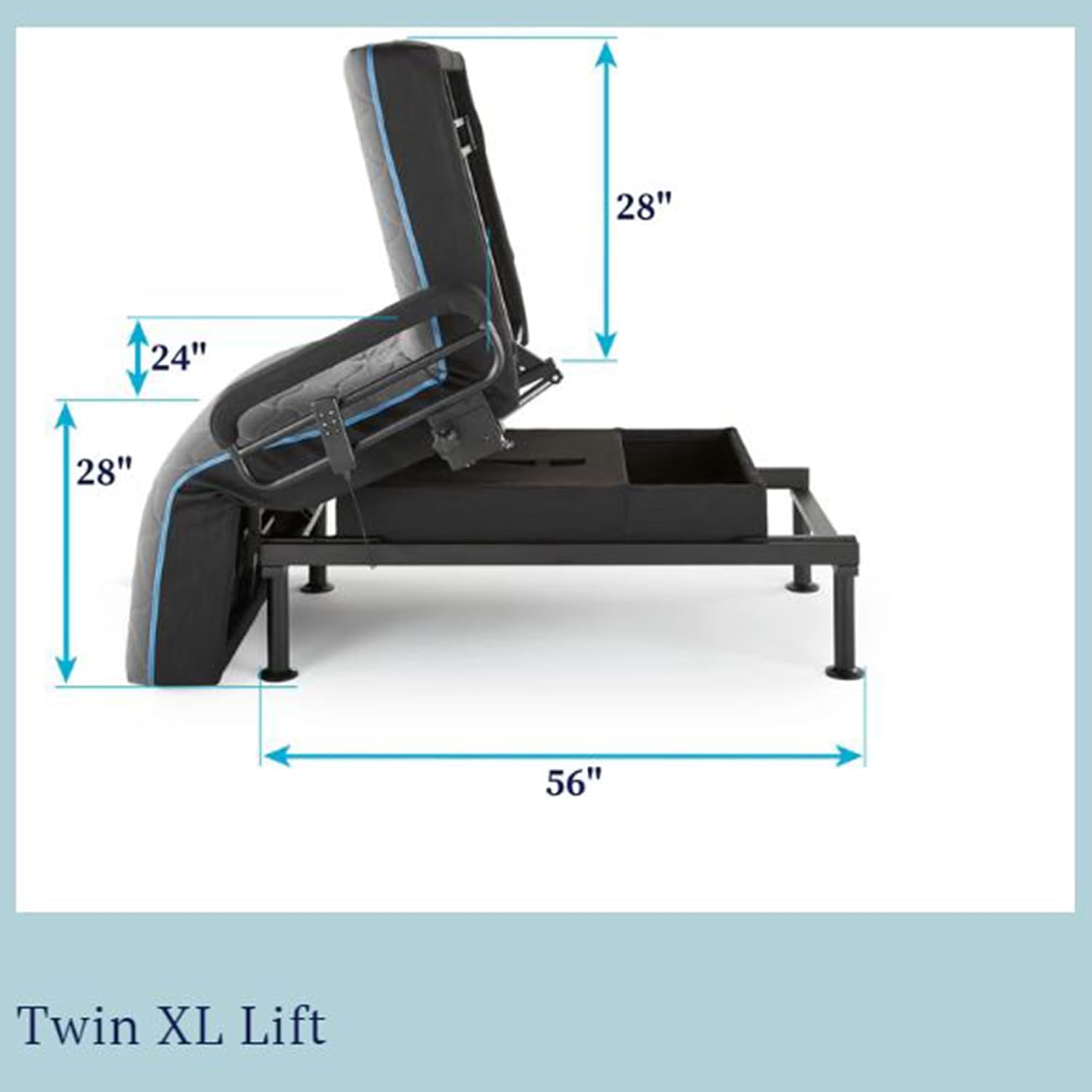 Bed Lift Frame with Remote Control Lift, Height Adjustable Bed for Seniors, Twin XL