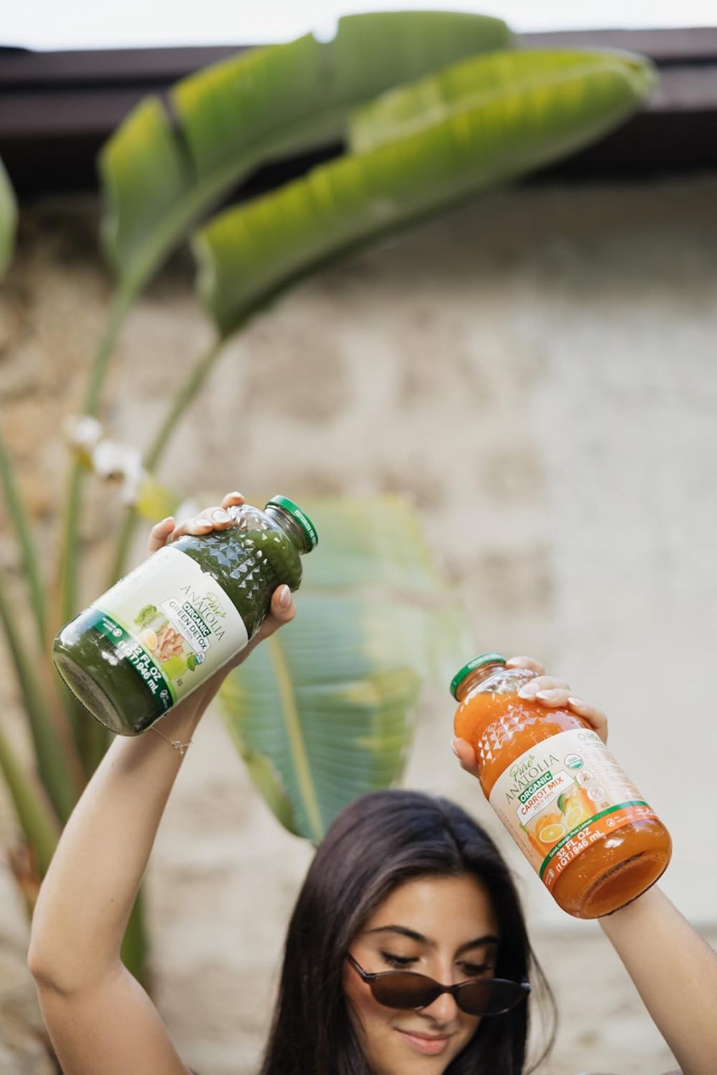 Pure Anatolia Organic Green Detox Juice Spinach, Apple, Ginger, Lemon , 32 Fl Oz Glass Bottle