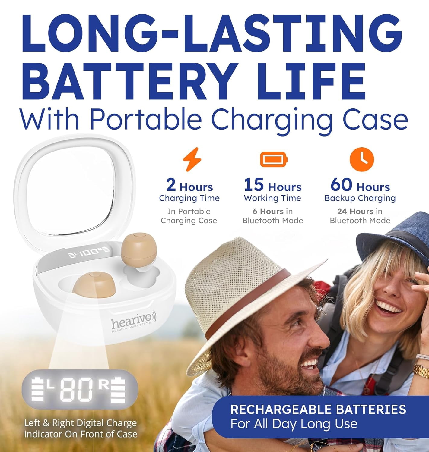 SUWU Rechargeable Hearing Aids, Bluetooth Enabled, Noise Cancelling with App Control, 4 Sound Modes including Tinnitus Masking, Beige
