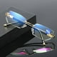 thumbnail image 3 of Gafas de lectura con protección contra la luz azul, sin montura, con corte de diamante, de metal, para personas mayores, 3 of 4