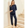 thumbnail image 2 of Ekouaer Womens Jogger Pajama Set Long Sleeve Pjs 2 Piece Gingham Lounge Joggers Set Soft Pyjamas Blue Plaid Jogger Pjs, 2 of 5