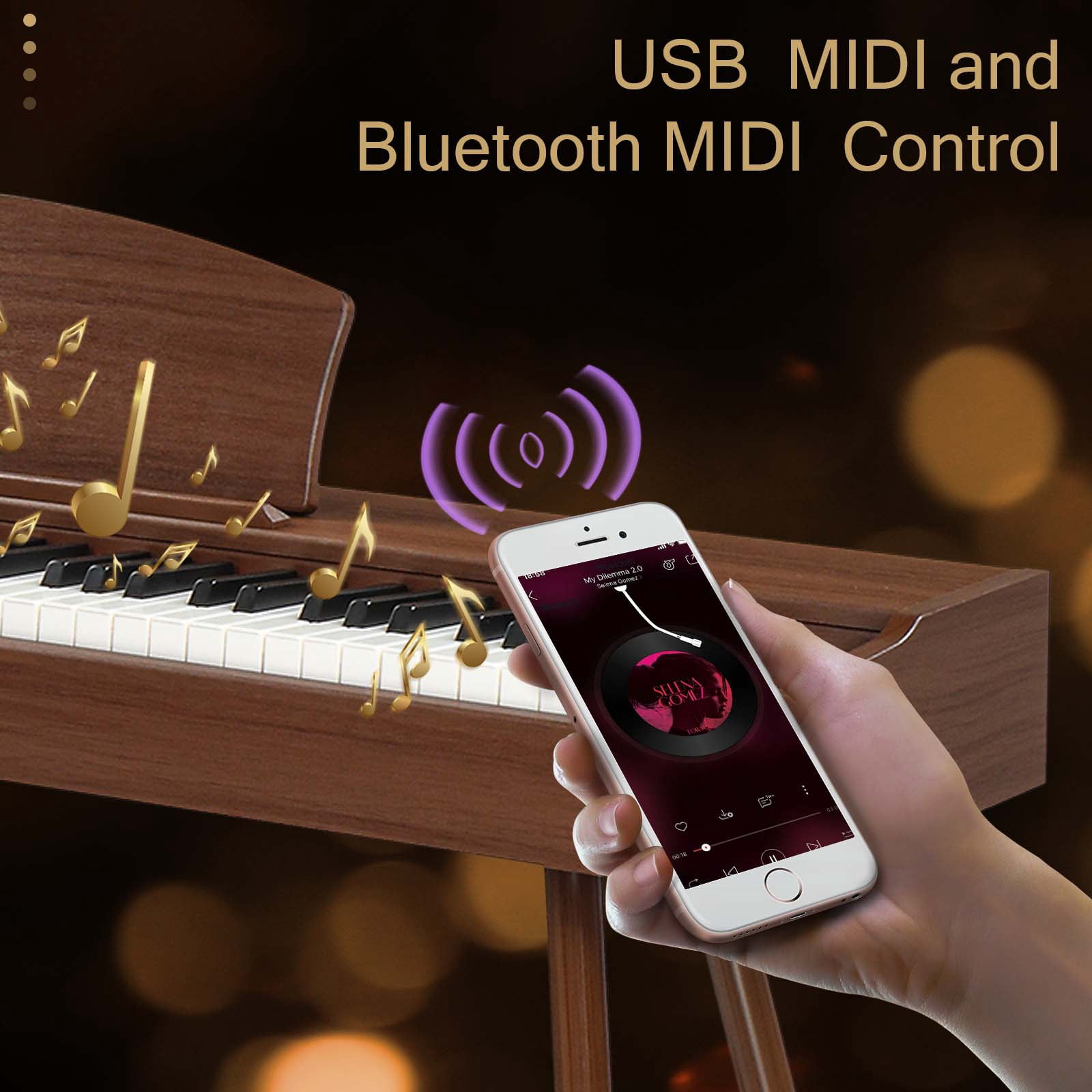 Ktaxon 88 Key Keyboard Piano Weighted Action Electronic Keyboard, Digital Piano with 3-Pedal Unit, Removable Music Stand, Stereo Headphone, Dark Brown