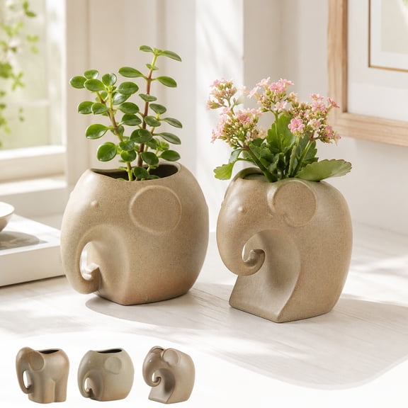 Txlpkdyx Animal Shaped Planter,Cute Ceramic Flower Pot for Desktop & Home Decor,Small Potted Plant Container for Cactus,Herbs,Indoor & Office Decoration