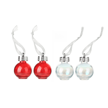 Holiday Time Ornament Shot Glass Clear Iridescent and Red, 4 Pack