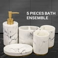 thumbnail image 1 of Bathroom Accessories Set, 5 Pieces Bath Ensemble, Bath Set Collection Marble Pattern Soap Dispenser Pump, Toothbrush Holder, Soap Dish, 1 of 7