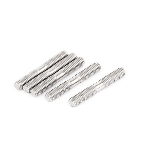 M6x40mm 304 Stainless Steel Double End Threaded Stud Screw Bolt 5Pcs