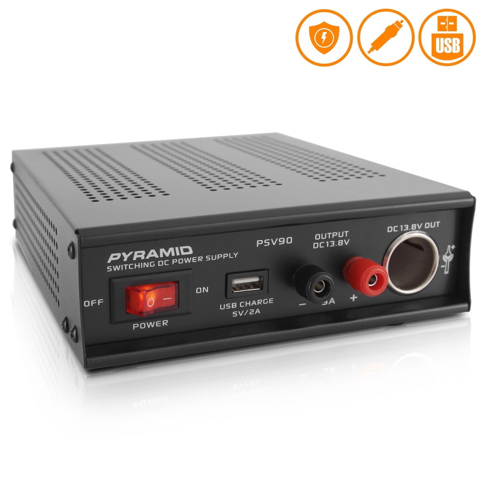 Pyramid PSV90 - Desktop Bench Power Supply, AC-to-DC Power Converter with USB and Vehicle Cigarette Lighter Socket (9 Amp)