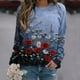 thumbnail image 1 of ICHUANYI Clearance Women's Round Neck Print Long-sleeved Sweatshirt Casual Blouse Pullover Tops(Blue, M) ICHUANYI WER2023081510431, 1 of 4