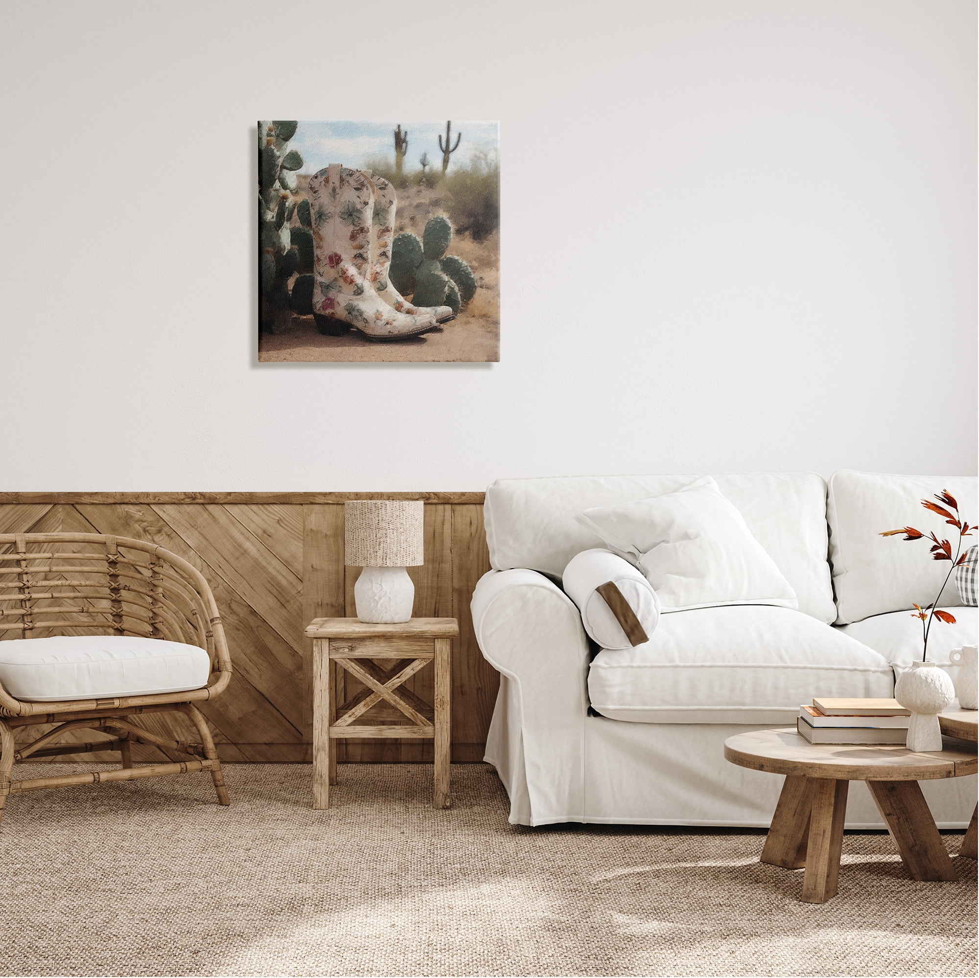 Stupell Industries Floral Cowgirl Boots Beauty & Fashion Painting Gallery Wrapped Canvas Print Wall Art, 24 x 24