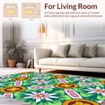 thumbnail image 2 of ODIKA 4'x6' Machine Washable Non-Slip Area Rug, Boho Sunburst Tiles with Stylized Floral and Interlocking Arch Motifs High Traffic Rug, Green, 366708, 2 of 7