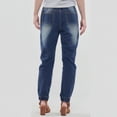 thumbnail image 3 of WTOBBY Women's Casual Solid Color Mid Waisted Pocket Jeans Pants, Denim Trousers with Drawstring and Cuffed Legs, Comfortable Fit for Women,Dark Blue M, 3 of 7