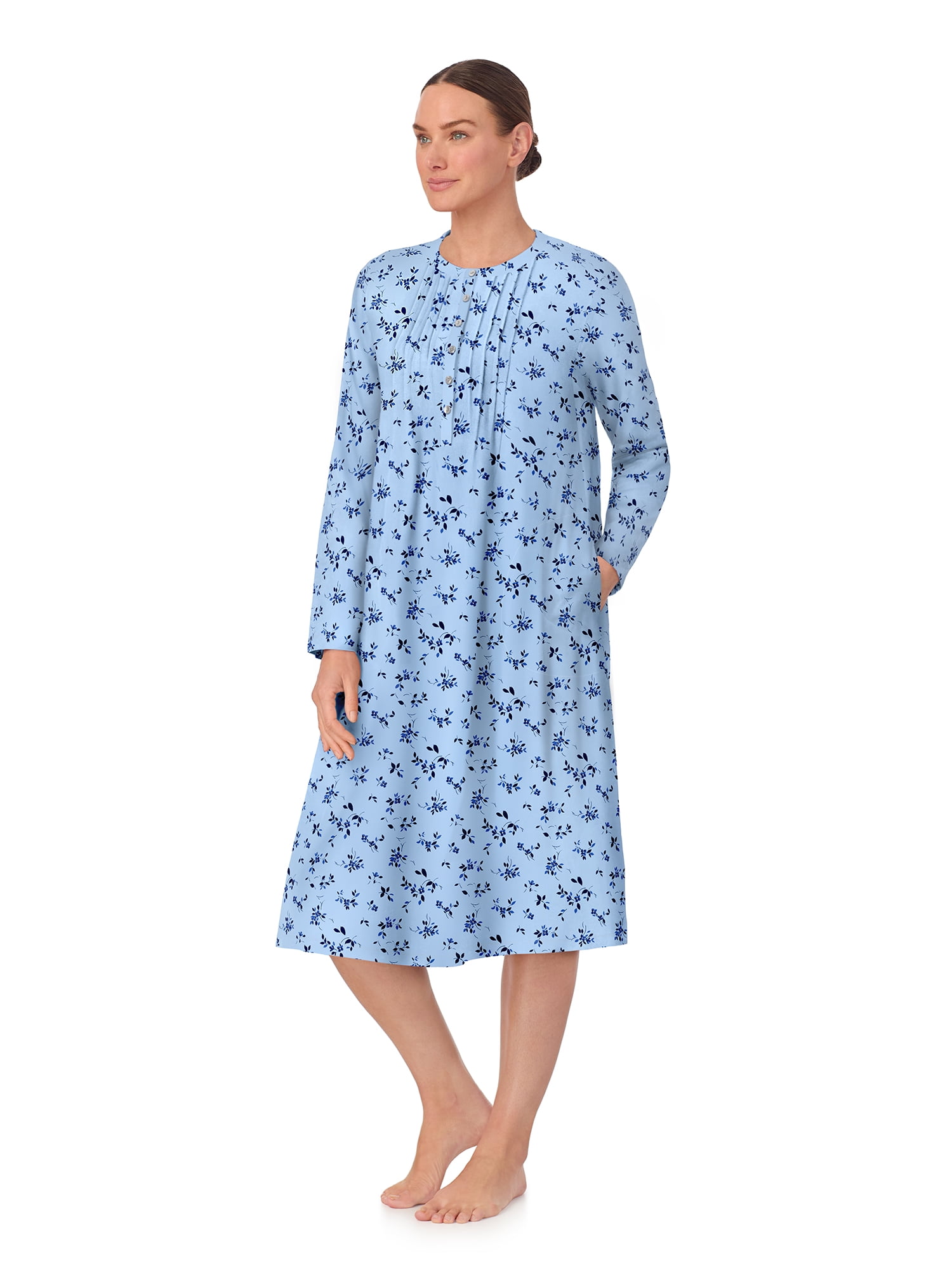 Aria Women’s 100% Cotton Woven Flannel Long Sleeve Nightgown, Sizes XS-5X