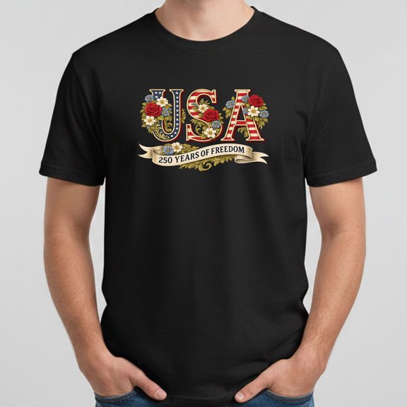USA 250 Years of Freedom Shirt – Patriotic Floral American Flag T-Shirt