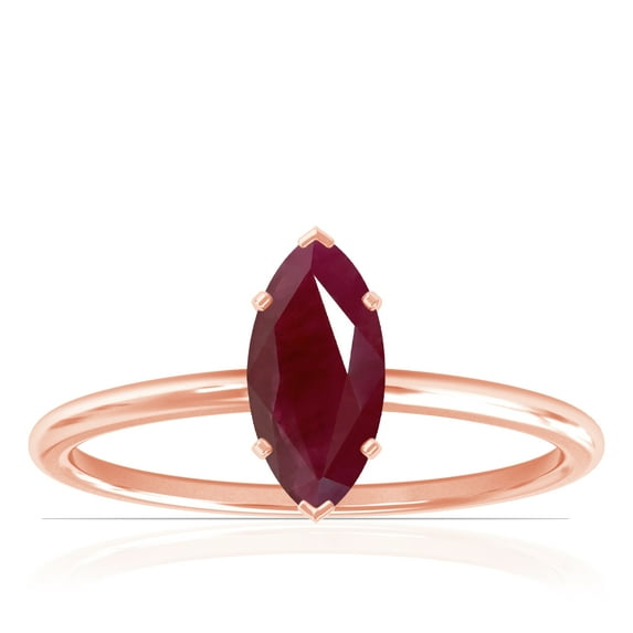GemsNY July Birthstone - Dainty Marquise Four Prong Ruby Solitaire Ring (Grade - A | 1.50cts.)
