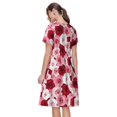 thumbnail image 2 of Bixox Robe d'Été à Manches Courtes pour Femmes Robe Ample Longueur Genou avec Poches-Rose, 2 of 7