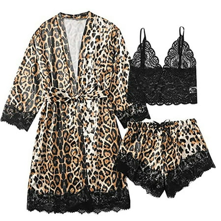 

Plus Size Lingerie Women Silk Stripe Robe Satin Bathrobe Sleepwear Pajamaschristmas pajamas for family