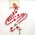 thumbnail image 7 of Red Rose Crystal Rosary Necklace Catholic Vintage Crucifix Pendant Long Necklace Religious Jewelry Gift for Women Girls, 7 of 7