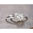 thumbnail image 2 of Trendy 1.50 Carat Halo Moissanite & Diamond Engagement Ring Set in White Gold, 2 of 5