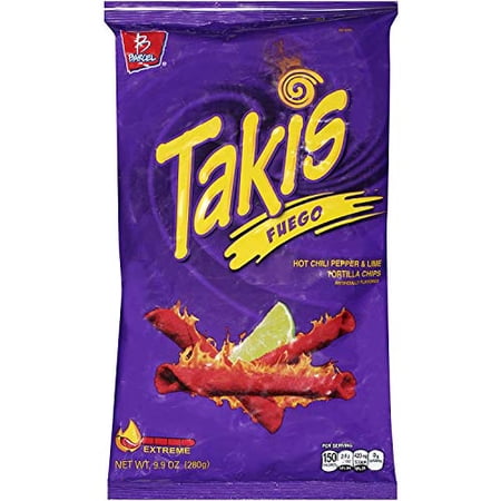 Takis Fuego Hot Chili Pepper & Lime Tortilla Chips  9.9-Ounce Bag (1 Pack)