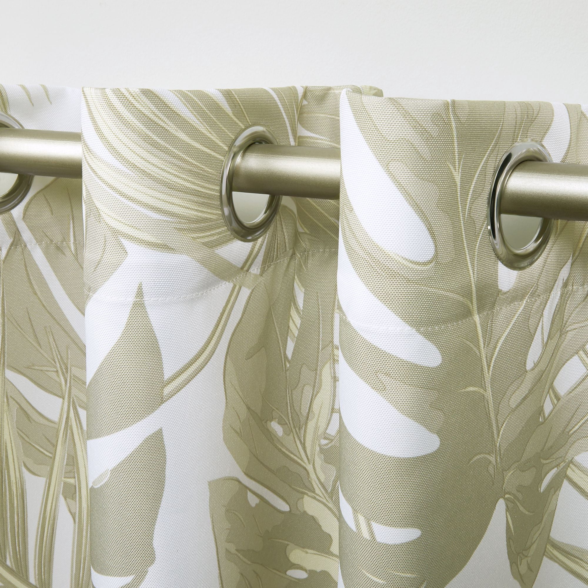Exclusive Home Curtains Jamaica Palm Indoor/Outdoor Light Filtering Grommet Top Curtain Panel Pair, 54x120, Khaki, Set of 2