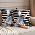 thumbnail image 2 of Easter Bunny Pillow Covers 2 Pack Watercolor Easter Rabbit Biting A Carrot Rustic Black Stripes Pillowcase Waterproof Outdoor Throw Pillow Cover for Patio Garden Square Cushion 26”x26”, 2 of 9