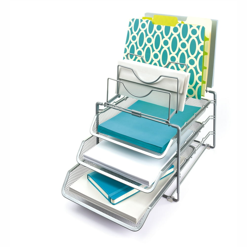 Seville Classics 3Tier Stackable Desktop Letter File Tray Organizer