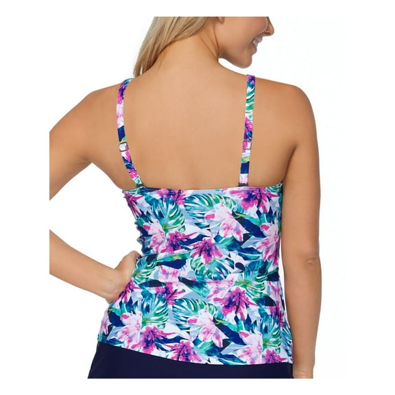 Island Escape Womens Tropical Print Tankini Swim Top Size 6 Color Multicolor