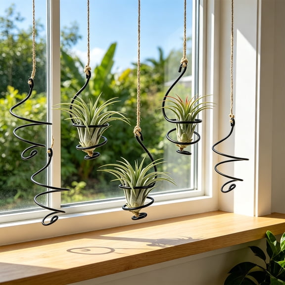6 Pack Air Plant Holders Unique with Jute Ropes, Hanging for Home Decor