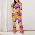 thumbnail image 3 of Kll Magic Mushrooms Print Women'S Long Sleeve Pajamas With Pants Sleepwear Loungewear 2 Set-Medium, 3 of 9