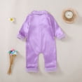 thumbnail image 5 of YDFCWXW Long Sleeve Button Down Satin Silk Pajamas, Baby Girl Boy Pjs Jumpsuit Loungewear (Purple, 12-18 Months), 5 of 9