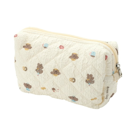 Unique Bargains 1 Pc Bread Dog Makeup Bag for Travel Beige Cotton