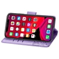 thumbnail image 4 of iPhone 12 Pro Max Case, Mantto Bling Diamond PU Leather Flip Wallet Case Hand Strap Butterfly Embossed Protective Flip Stand Card Holder Magnetic Cover for Apple iPhone 12 Pro Max, Lightpurple, 4 of 9