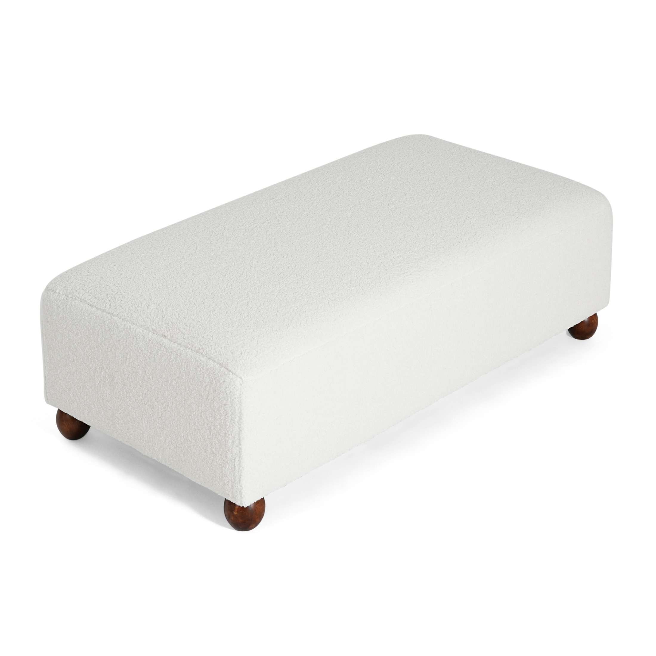 Christopher Knight Home 48" Modern Comfortable Ottoman Bench, Boucle Upholstery with Wooden Legs, White