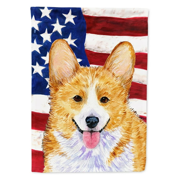 USA American Flag with Corgi Flag Canvas House Size