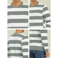 thumbnail image 6 of Lars Amadeus Men's Striped Sweatshirt Regular Fit Round Neck Long Sleeves Printed Pullover Sweatshirts S White Gray, 6 of 7