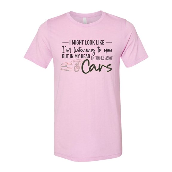 Cars T Shirt, Thinking About Cars, Racing Tee, Unisex Fit, Antique Cars, Heather Stone, LARGE