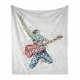 thumbnail image 1 of Popstar Party Soft Flannel Fleece Blanket, Abstract Guitarist from Circles Colorful Dots Energetic Performer Man Print, Cozy Plush for Indoor and Outdoor Use, 60" x 80", Multicolor, by Ambesonne, 1 of 6