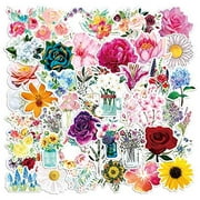 Flower Stickers|50-Pack | Cute,Waterproof,Aesthetic,Trendy Stickers for Teens,Girls,Perfect for Laptop,Hydro
