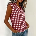 thumbnail image 6 of MORESEC Women Plus Size Collared Sleeveless Button Down Plaid Casual Tank Top for Women Dressy Basic Tops Party Summer Clothes, Wine 3XL, 6 of 8