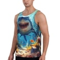 thumbnail image 2 of Gukieu Colorful Underwater Shark Print Men's Quick Dry Fitness Vest, Round Neck Sleeveless Fitness Bodybuilding Top-Medium, 2 of 7