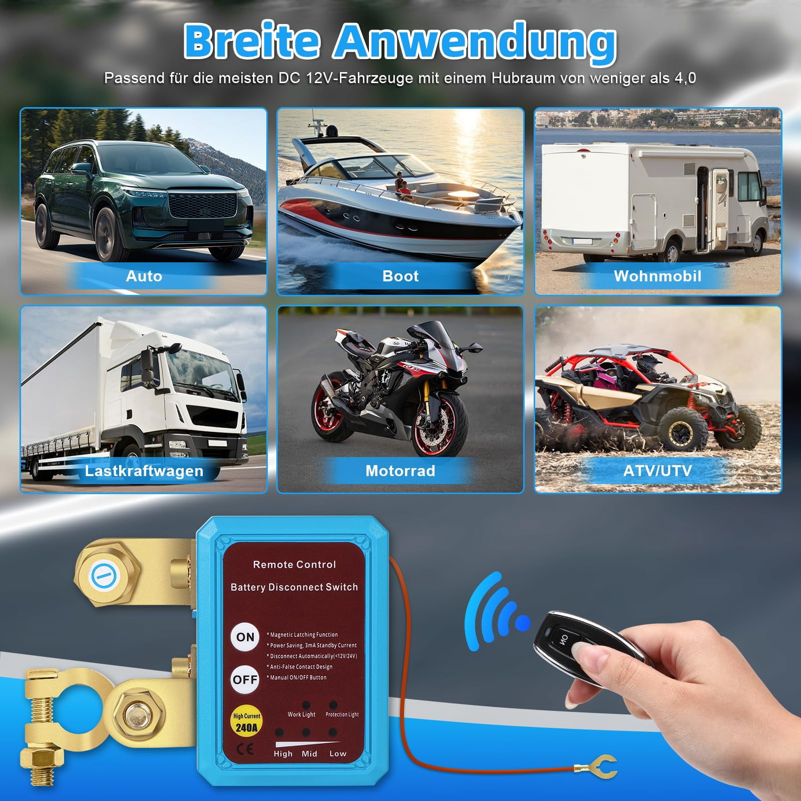 VIVIHEYDAY Car Kill Switch Automatic Dual Remote Battery Disconnect Switch for 12V RV ATV Boat Truck