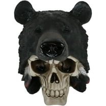 Big Bear Headdress Skull Statue Gothic Macabre Figurine Skulls Black Bears 5.5"H