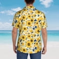 thumbnail image 6 of Daiia Navy Blue Leaf Sunflower Hawaiian Shirt for Men Gentle Cotton Regular Short Sleeve Casual-X-Large, 6 of 9